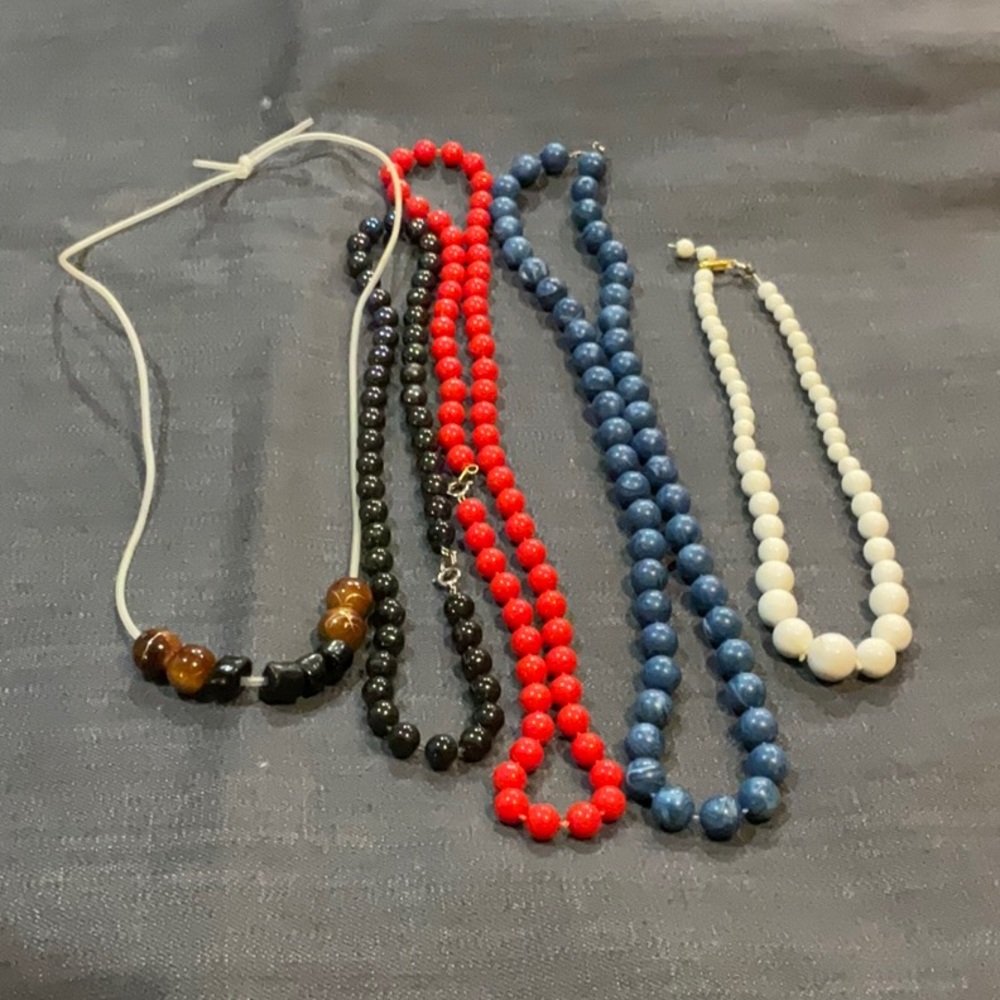 Set of five beaded necklaces
